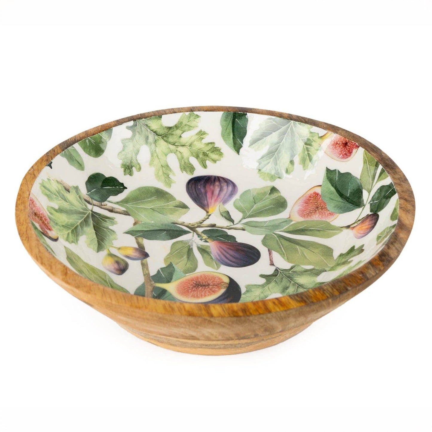 Large Mango Wood Bowl Figs Design