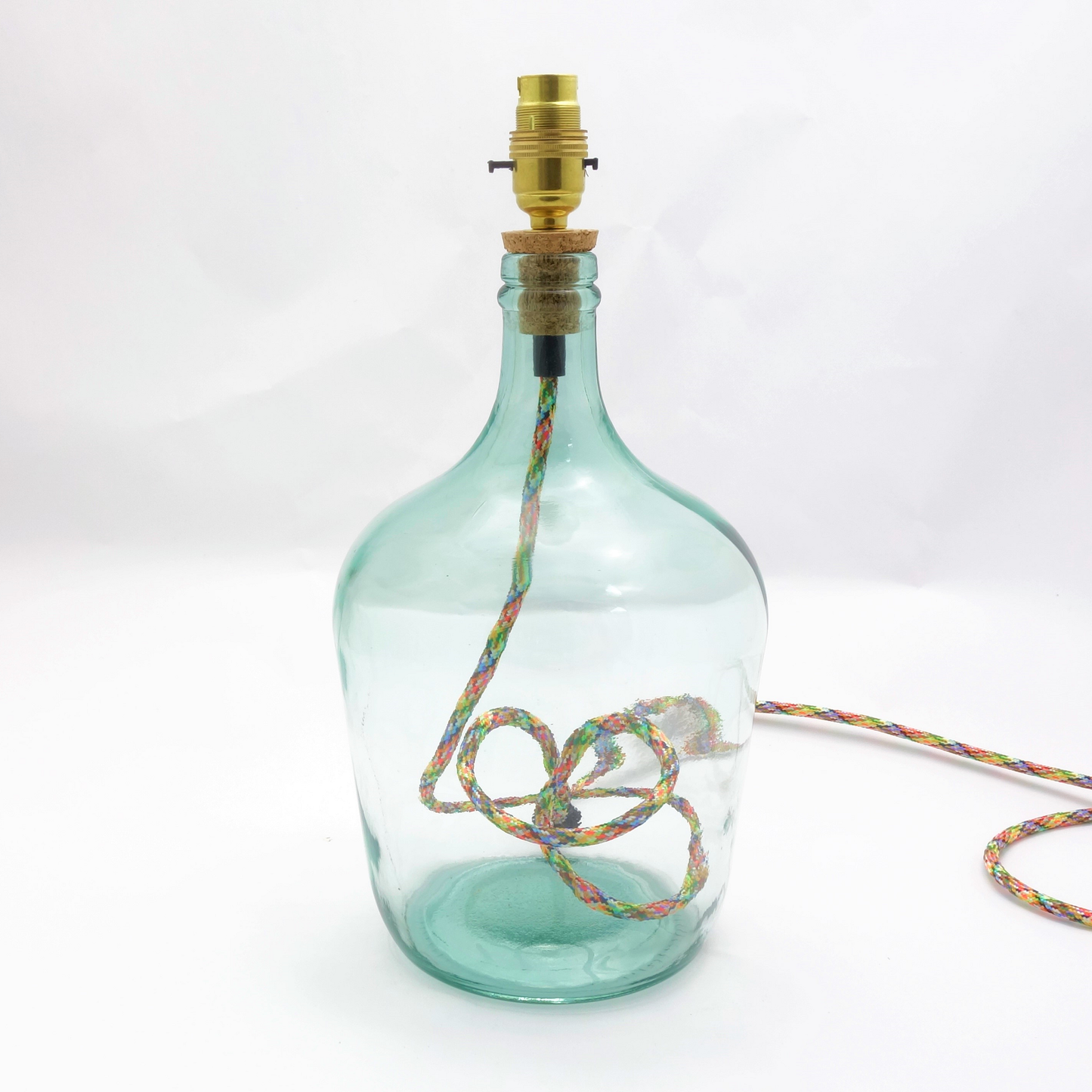 Recycled Glass Demijohn Lamp, clear 36cm