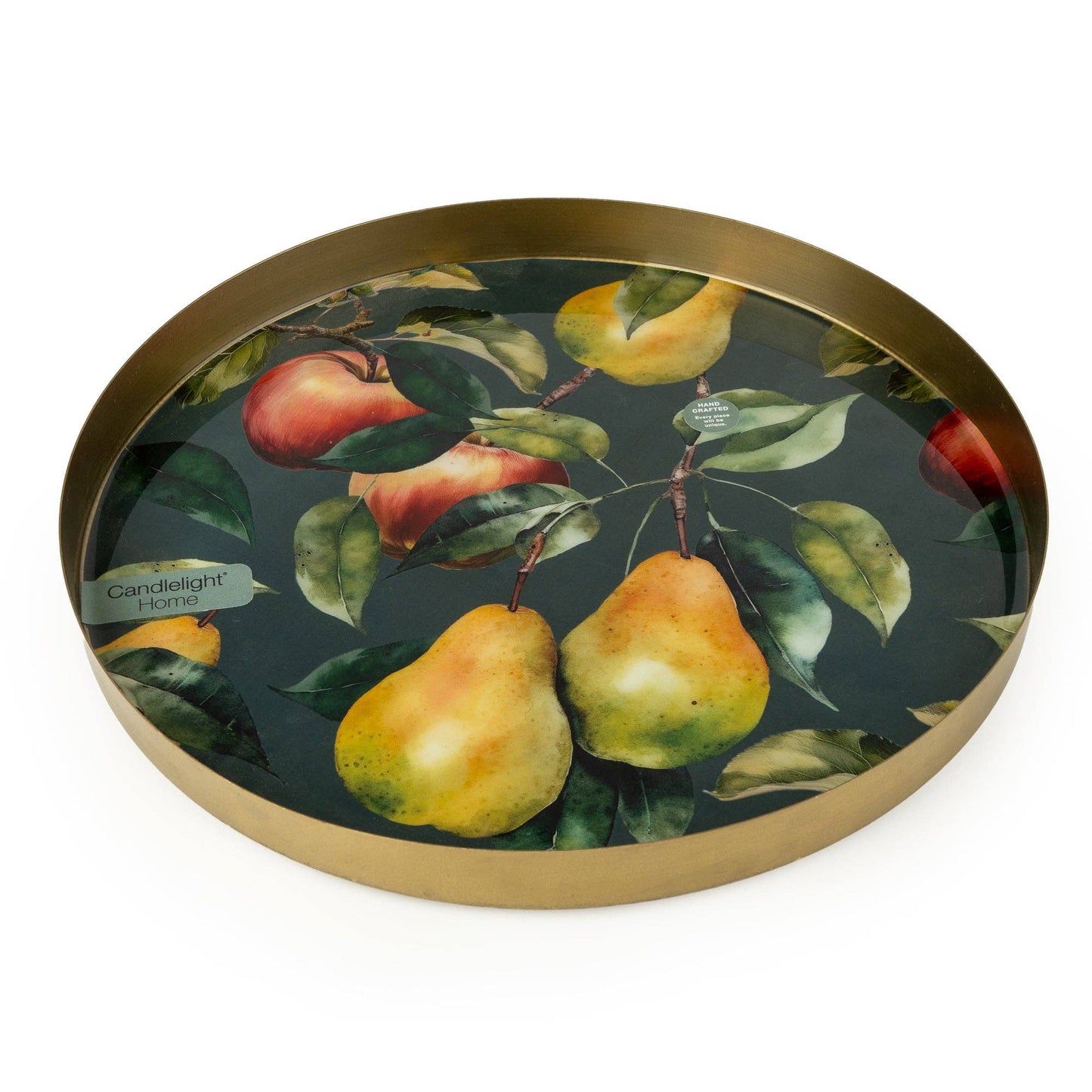 Large Round Tray – Apples & Pears