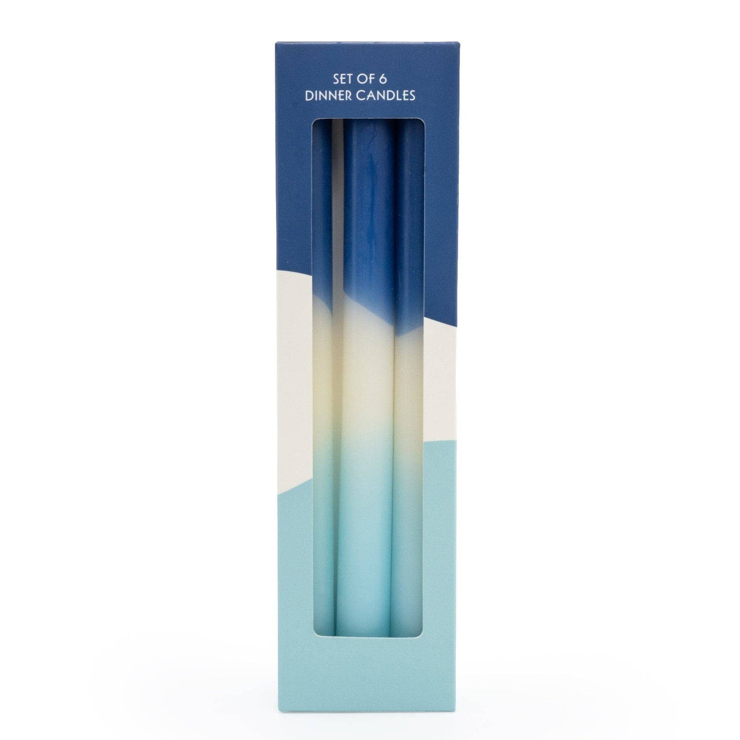 Two Tone Blue Dinner Candles Set of 6