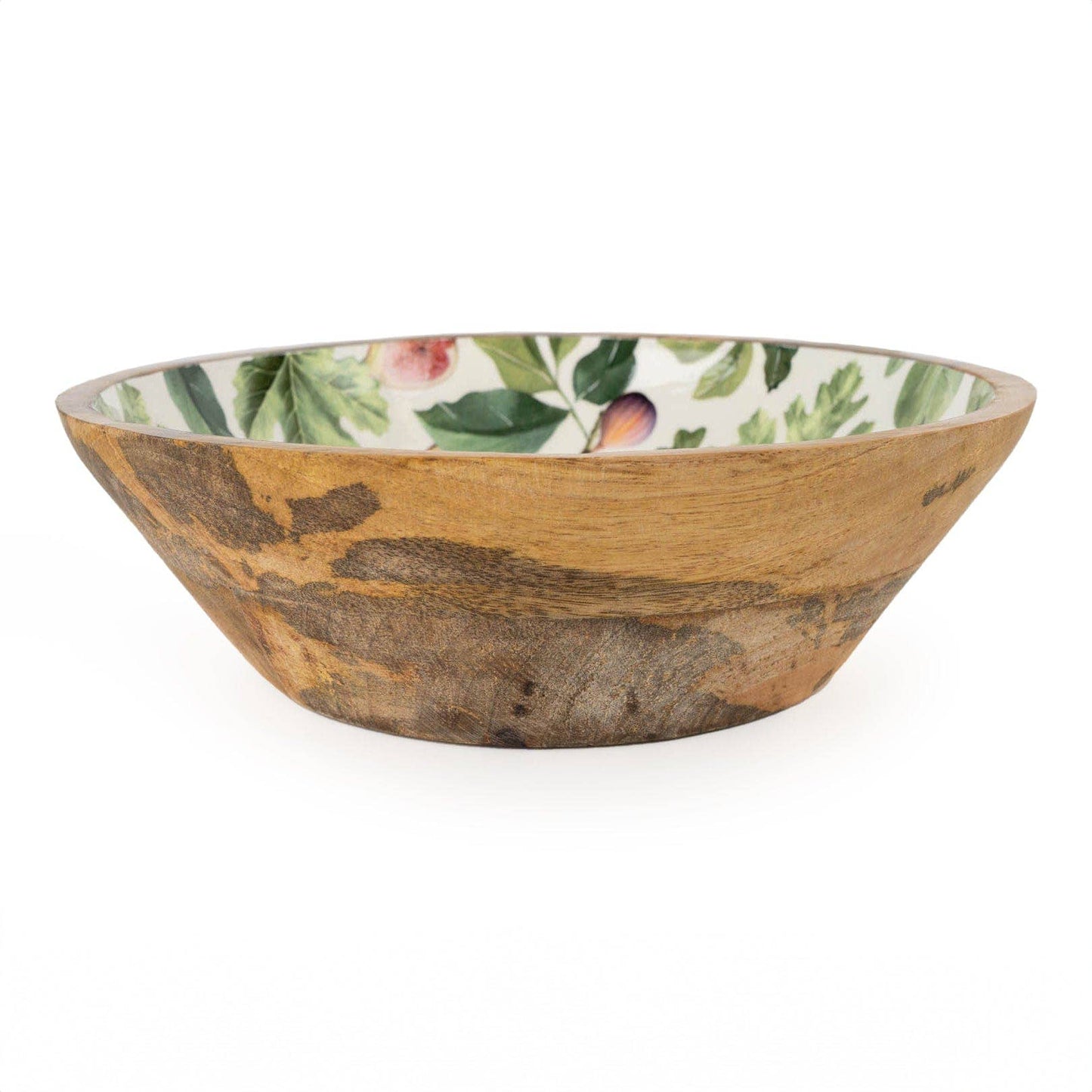 Large Mango Wood Bowl Figs Design