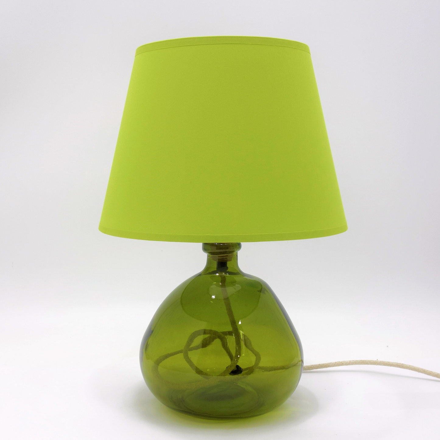 Recycled Glass Lamp Olive Green 29cm