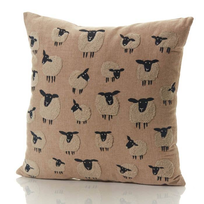 Sheep Cushion Embroidered Fabric