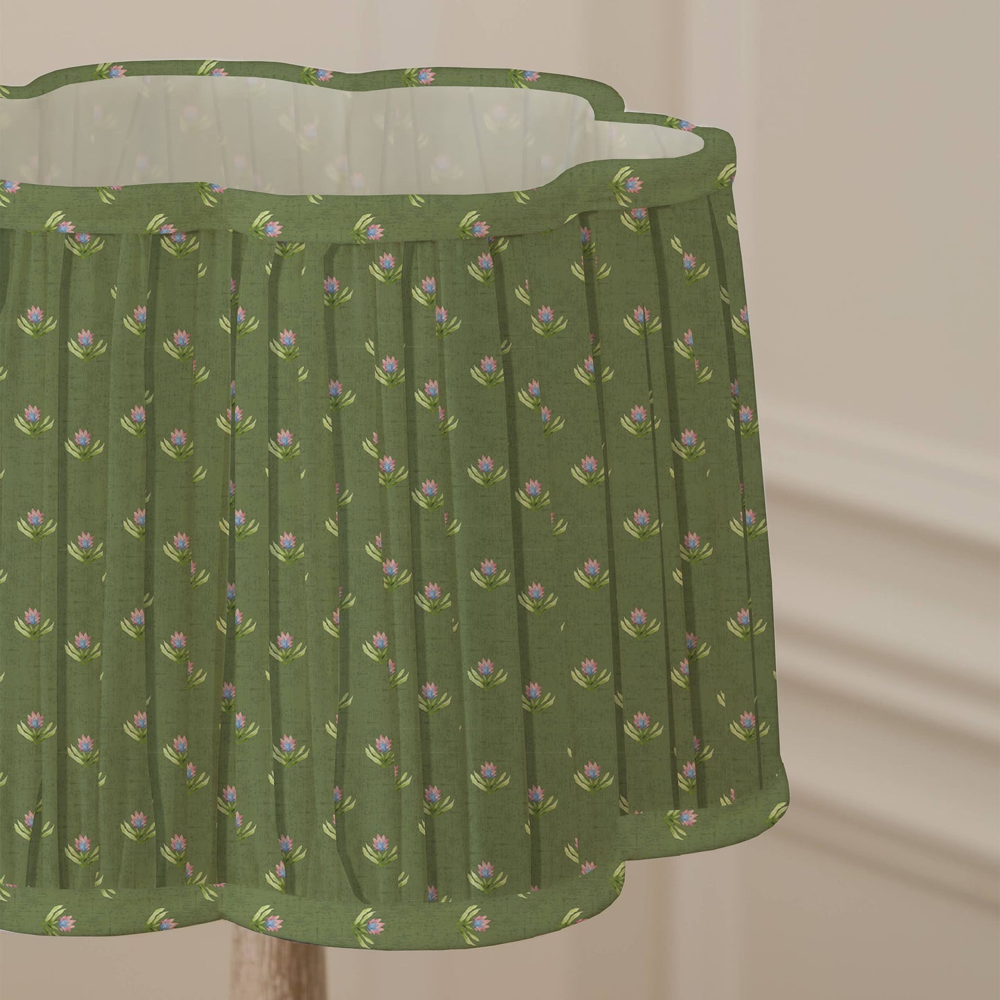 Voyage Maison Raja Pleated Scalloped Lamp Shade Sage 30cm