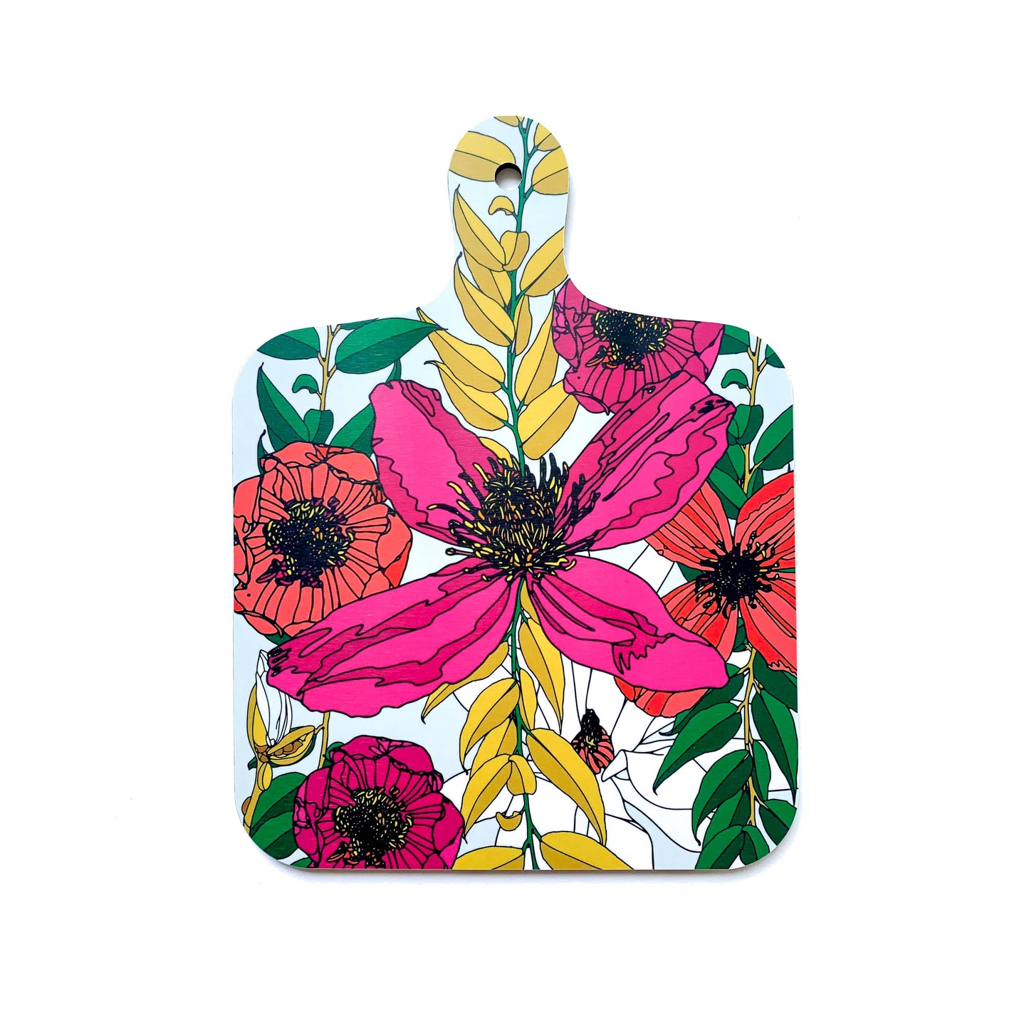 Bean and Bemble Mini Chopping Board Vivid Garden Blooms Floral