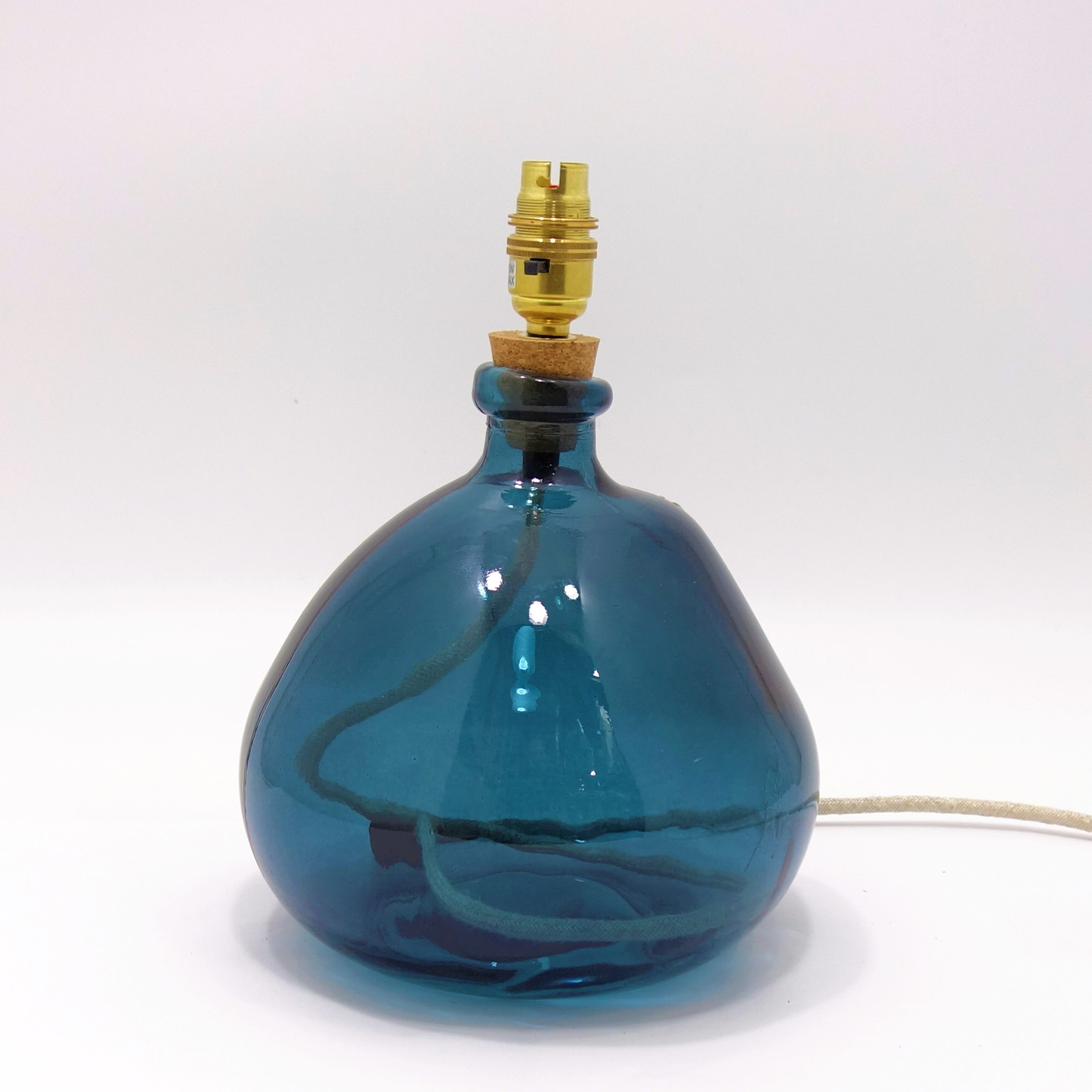 Recycled Glass Lamp Petrol Blue Amber Flex 29cm