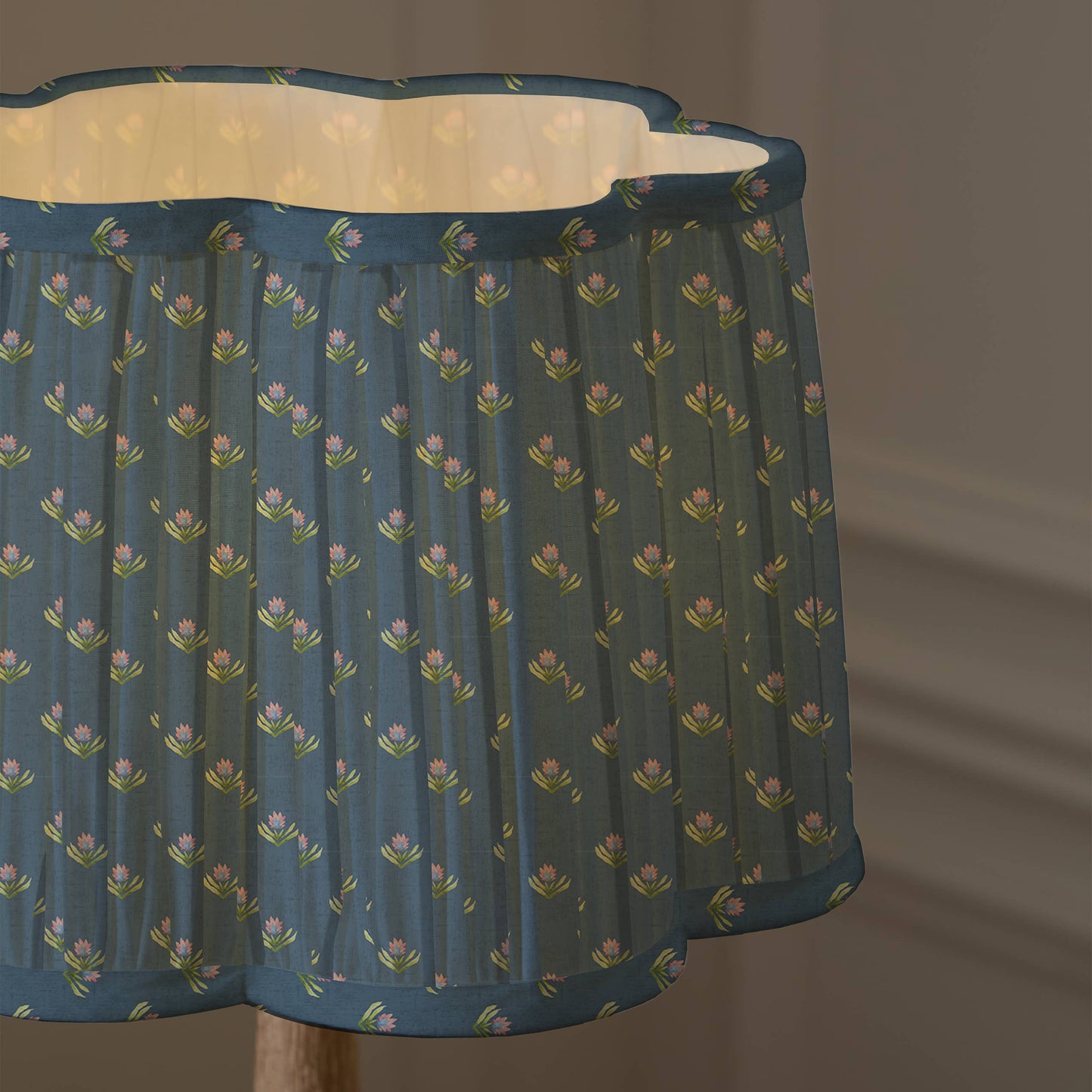Voyage Maison Raja Pleated Scalloped Lamp Shade Denim 30cm
