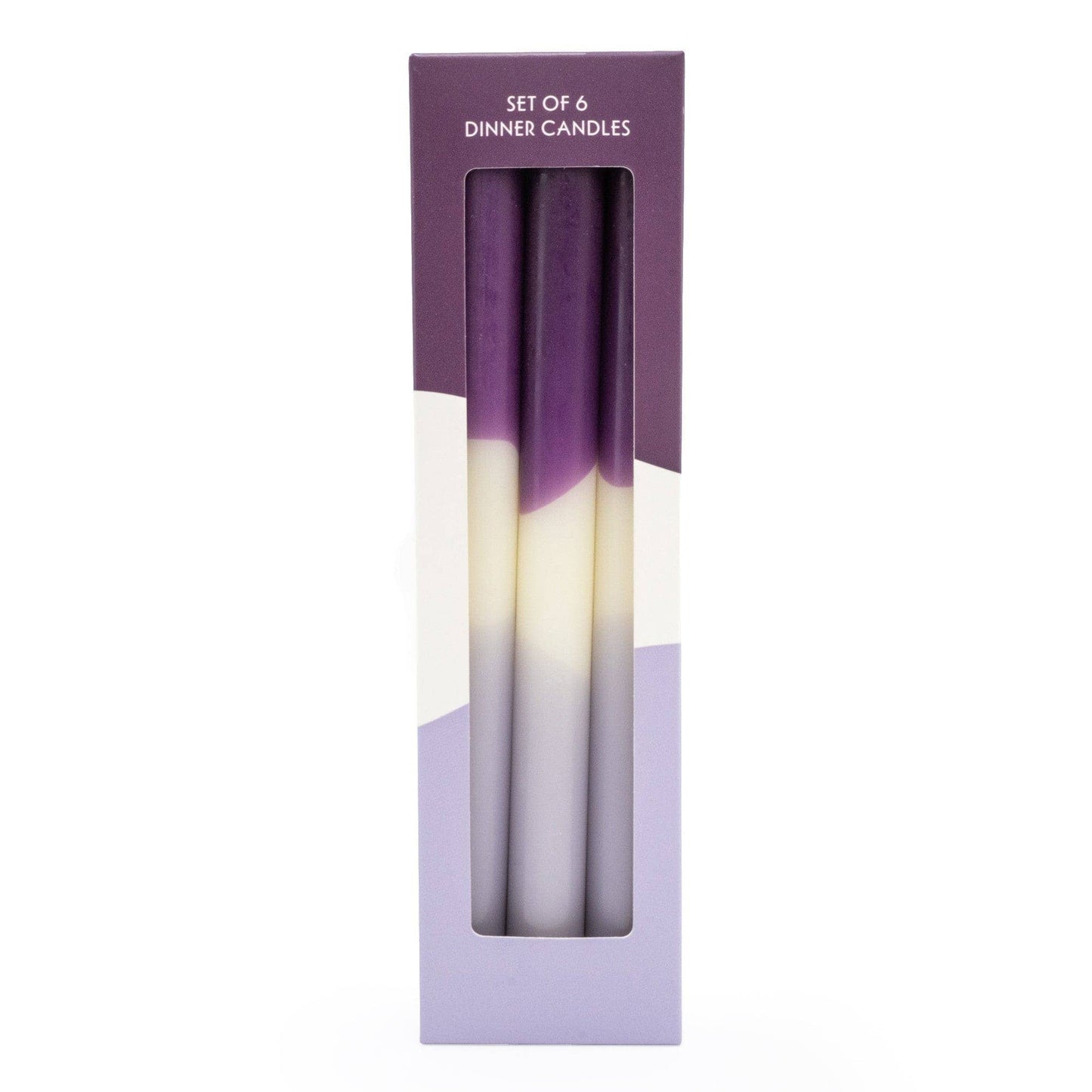 Two Tone Purple Dinner Candles set of 6
