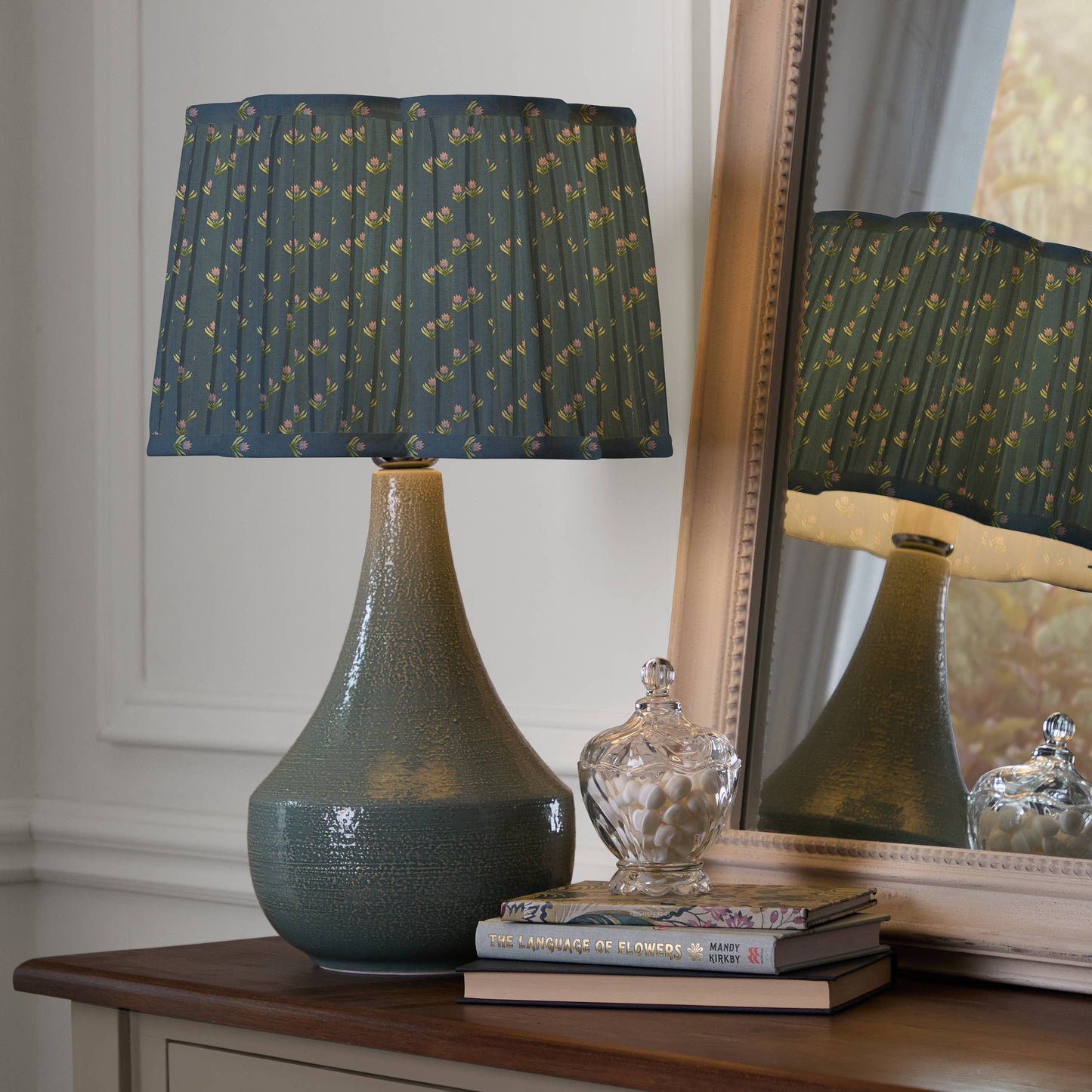 Voyage Maison Raja Pleated Scalloped Lamp Shade Denim 30cm