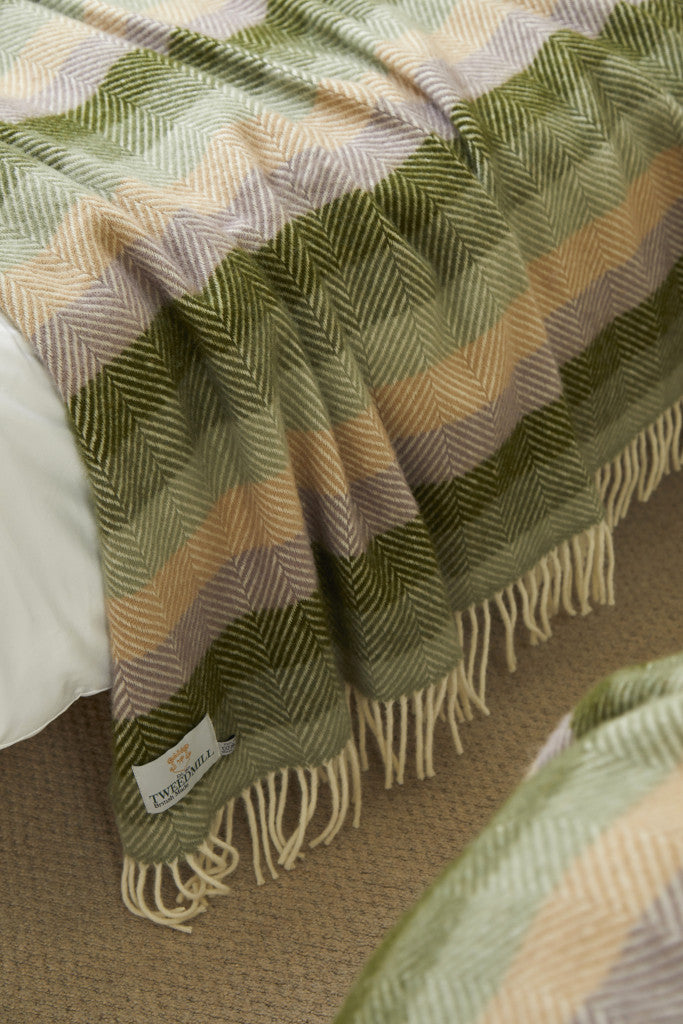 Tweedmill Stripe Pure New Wool Throw : Botanical