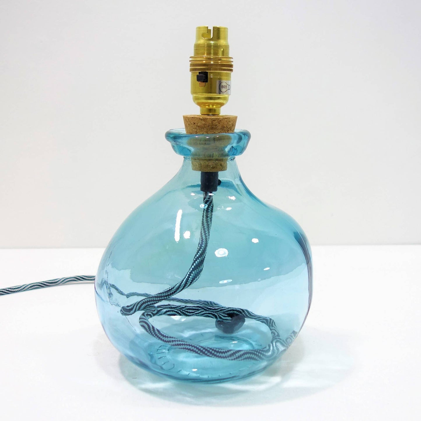 Recycled Glass Lamp Blue Denim Flex, 24cm