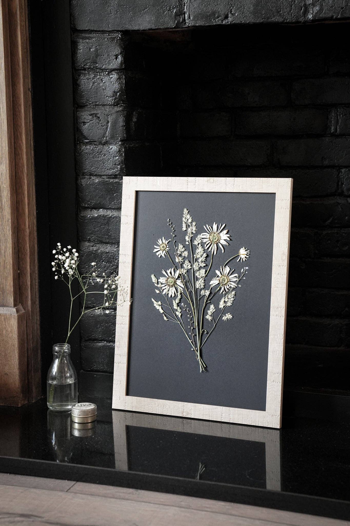 Golden Hour – Framed Black A3 Pressed Flower Giclée Print: Framed A3 Pressed Flower Print: Sand Frame