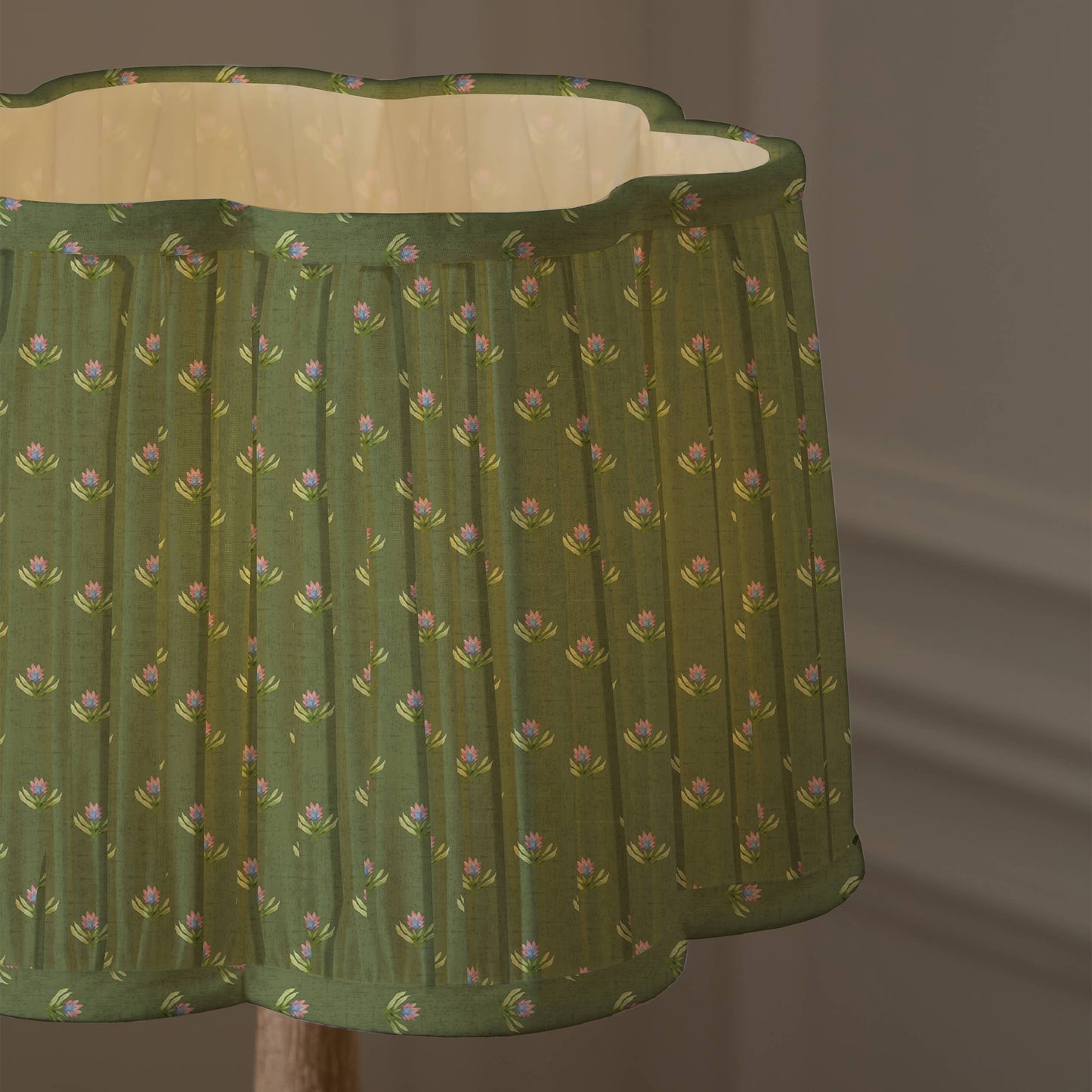 Voyage Maison Raja Pleated Scalloped Lamp Shade Sage 30cm