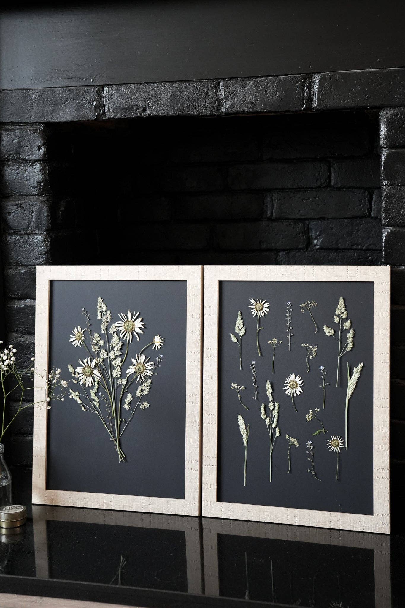 Golden Hour – Framed Black A3 Pressed Flower Giclée Print: Framed A3 Pressed Flower Print: Sand Frame