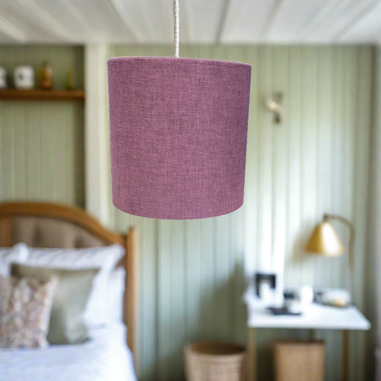 Raspberry Leaf Interiors Handmade Fabric Lampshade, Drum/Cylinder Oslo Mulberry