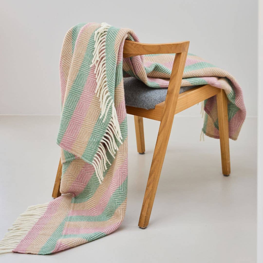 Tweedmill Stripe Pure New Wool Throw : Summer Breeze