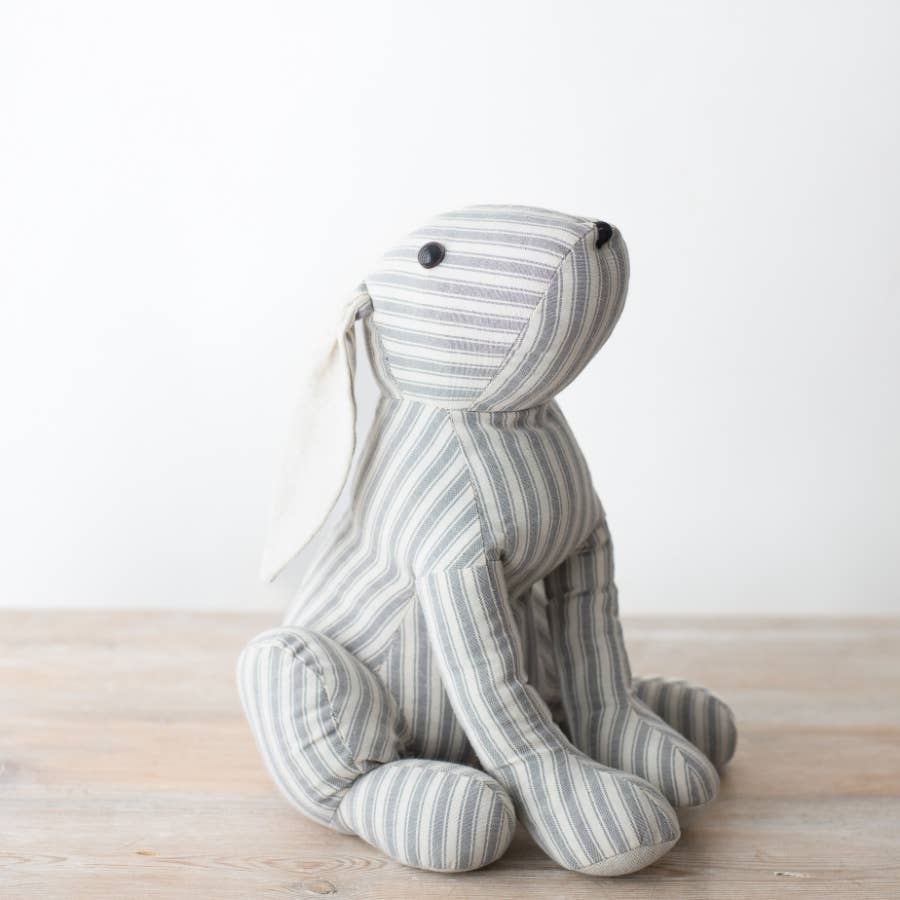 Grey and White Striped Rabbit Door Stop