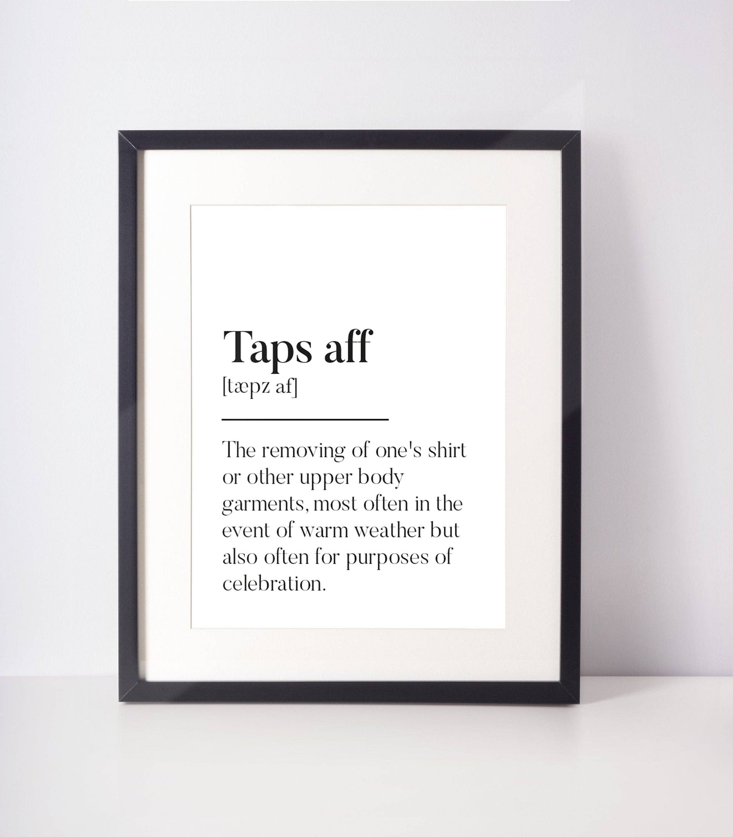 Taps affs Scottish Slang Definition Unframed Print: A4