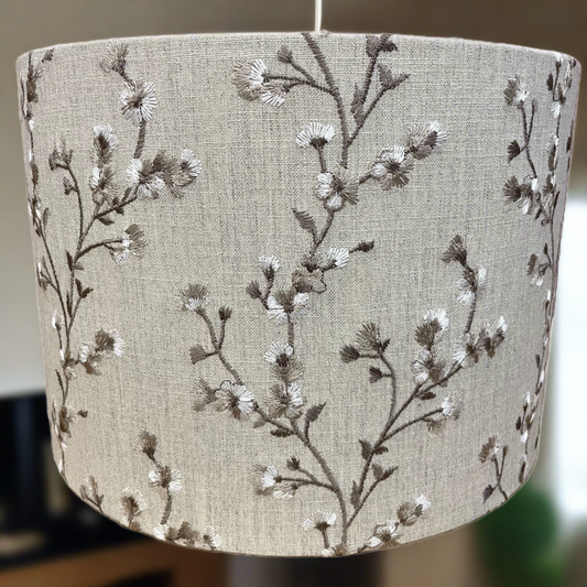 Raspberry Leaf Interiors Handmade Lampshade 30cm Drum Blossom Linen