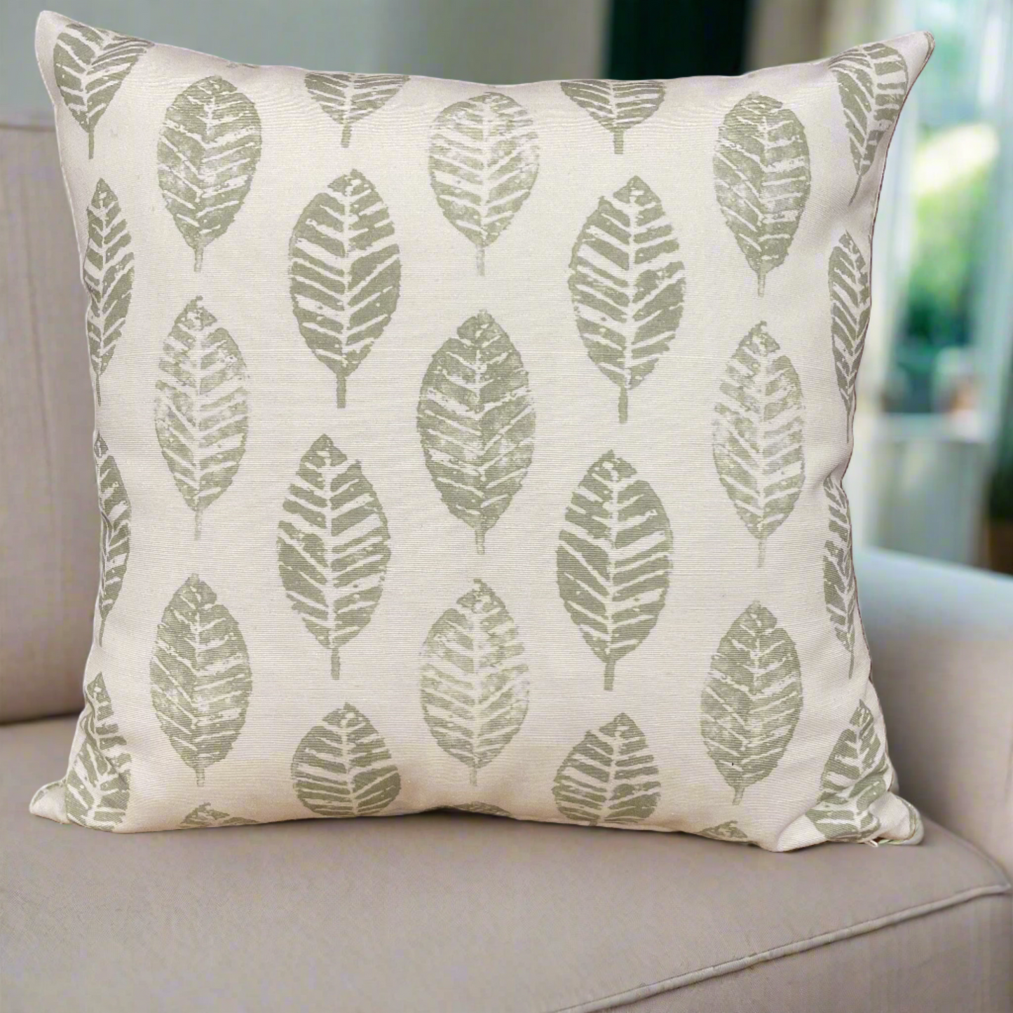 Raspberry Leaf Interiors Cushion Prestigious Textiles Edith Sage
