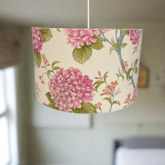 Raspberry Leaf Interiors Handmade Lampshade, 40cm Drum, Bouquet Sweetpea Fabric