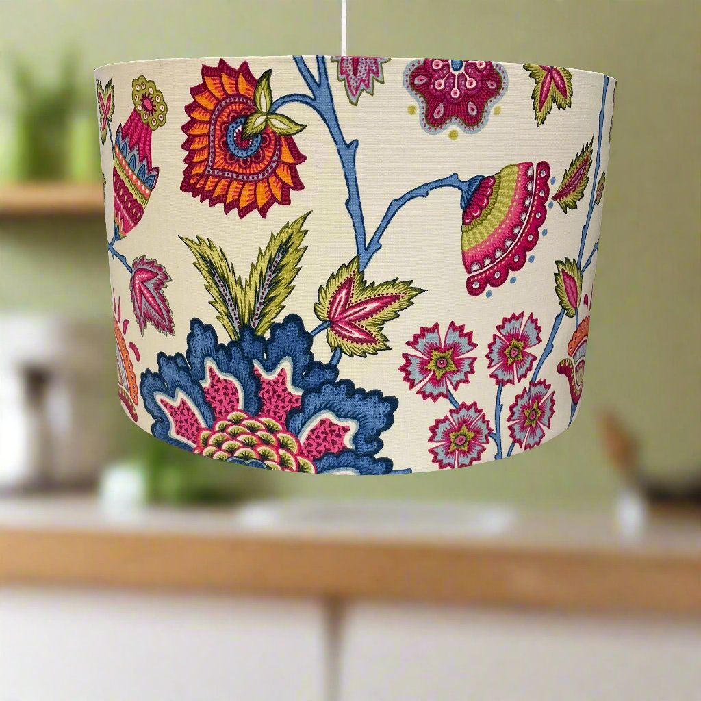 Raspberry Leaf Interiors Handmade Lampshade 40cm Drum Easy Fit Summer Hot Pink