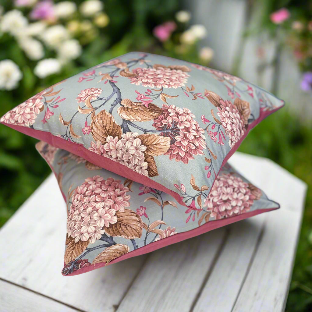 Raspberry Leaf Interiors 20",50cm Bouquet Sweet Pea Bluebell Square Floral Cushion