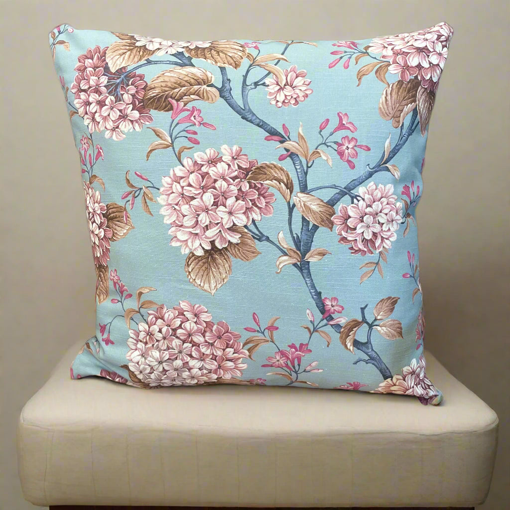 Raspberry Leaf Interiors 20",50cm Bouquet Sweet Pea Bluebell Square Floral Cushion