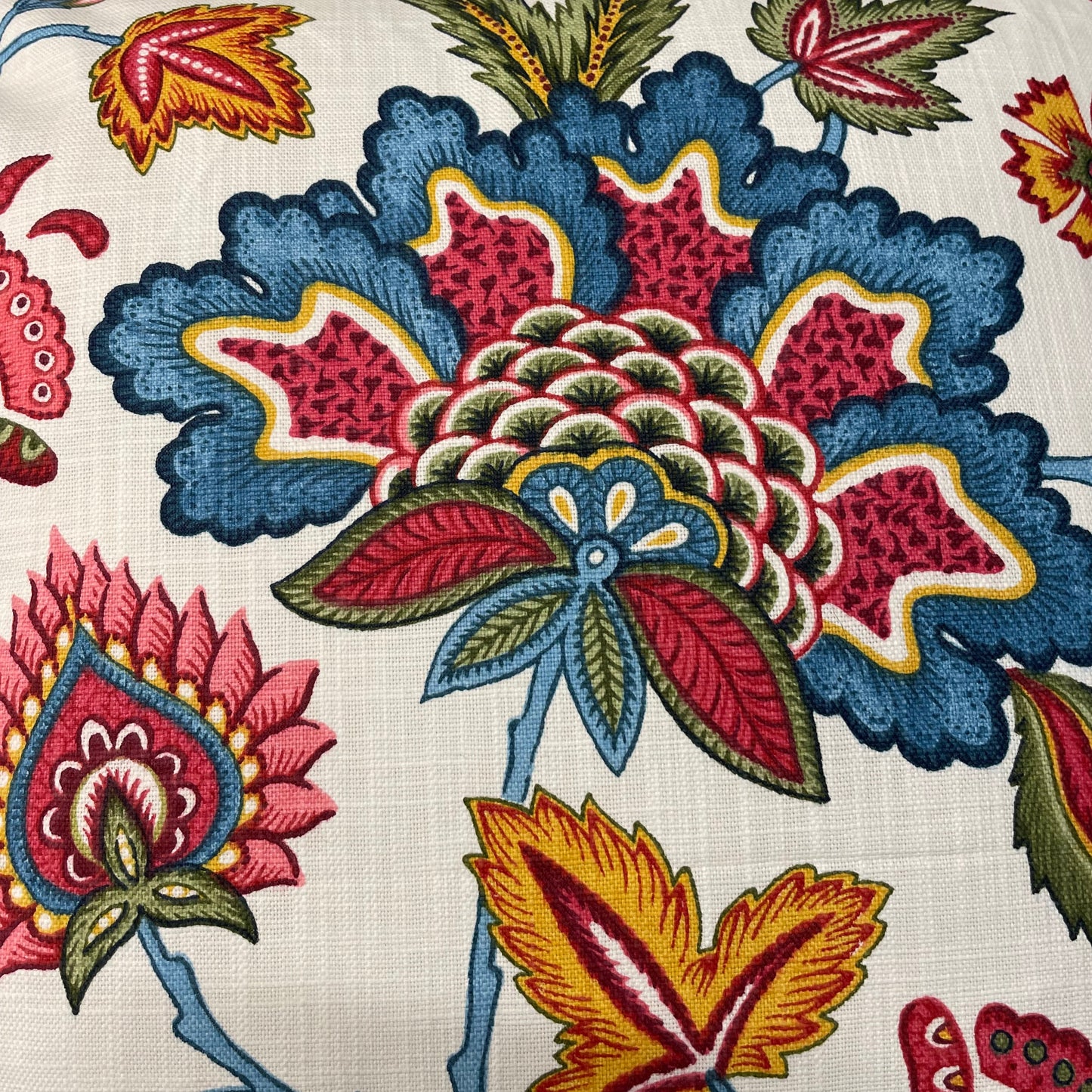 Raspberry Leaf Interiors 16",40cm Summer Tapestry Square Cushion with Tassel Trim