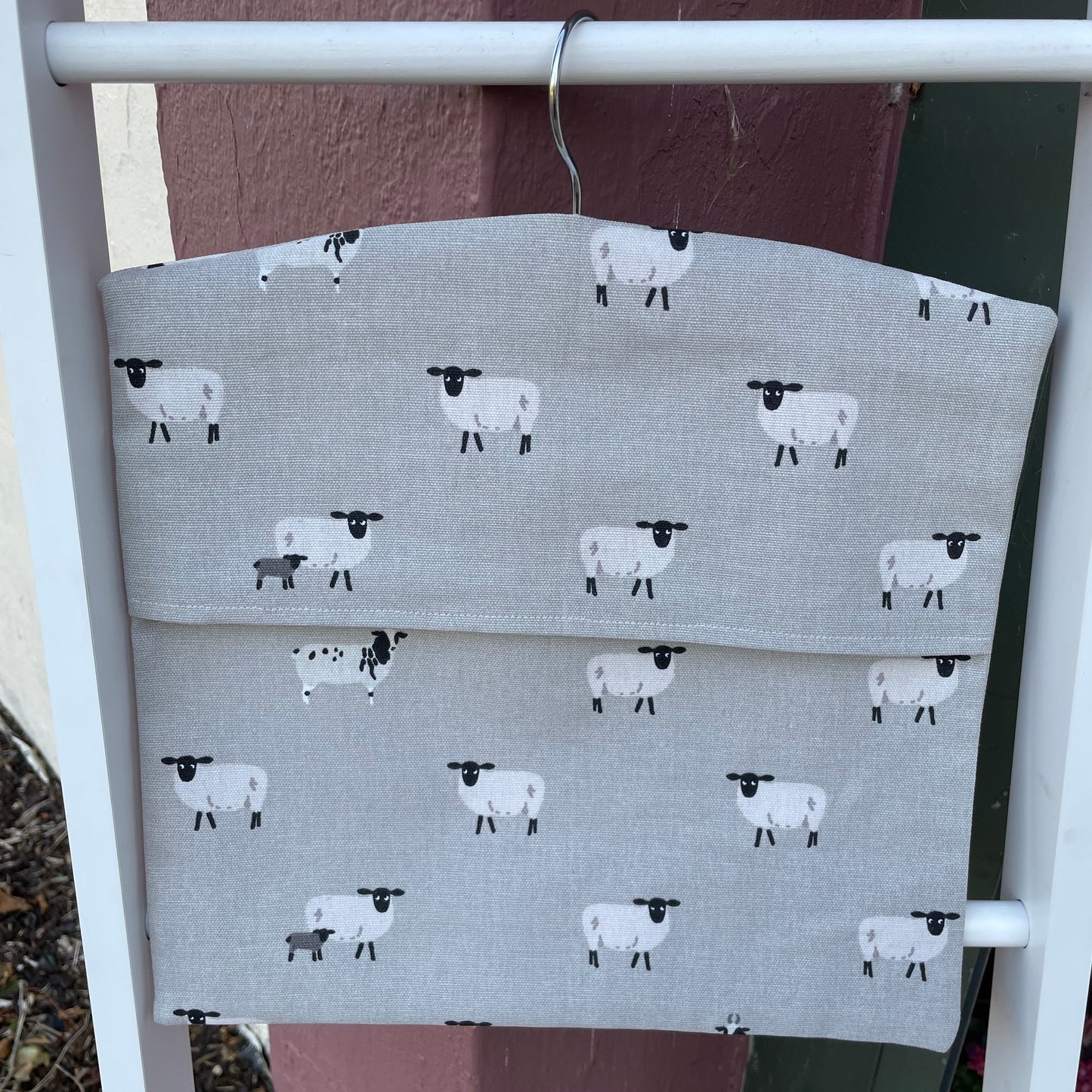 Raspberry Leaf Interiors Handmade Fabric Peg Bag Sophie Allport Sheep