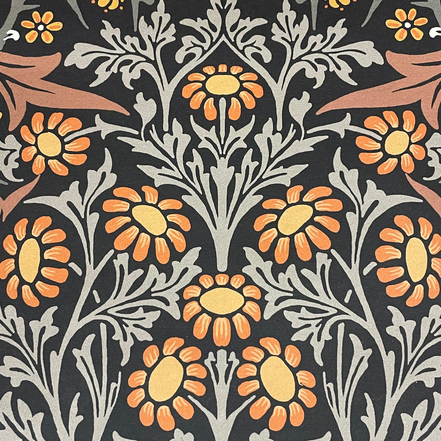 Upcycled Nest of Tables Black William Morris Blackthorn Paper