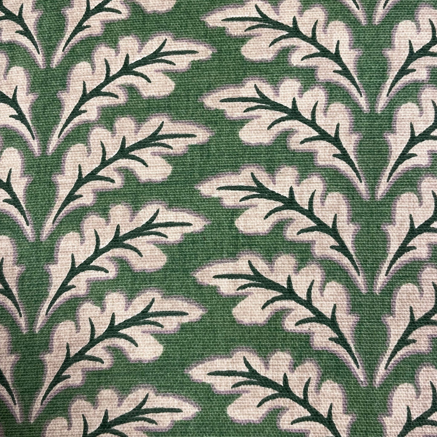 Mid Century Wooden Chair Green Leaf Pattern