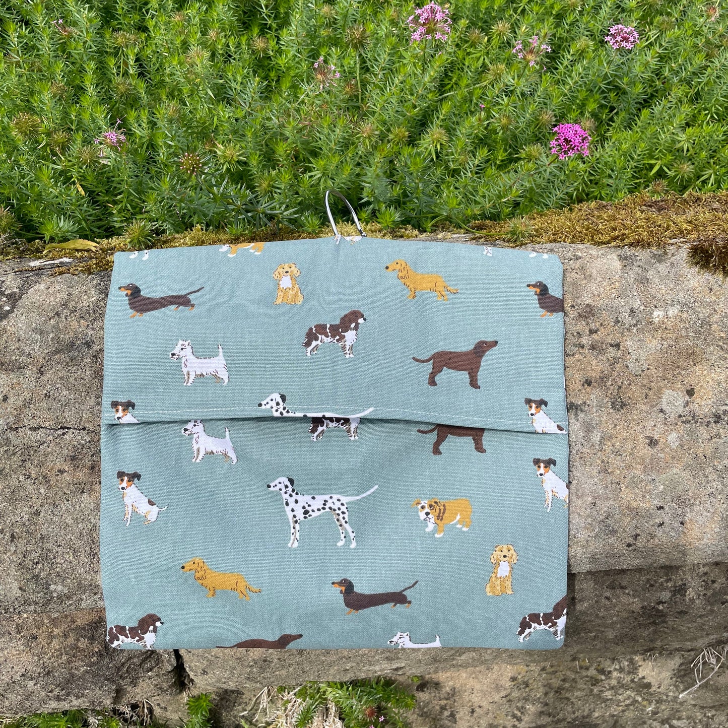 Raspberry Leaf Interiors Handmade Fabric Peg Bag Sophie Allport Dogs Fetch
