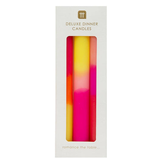 Ombre pink,Yellow and Orange dinner candles
