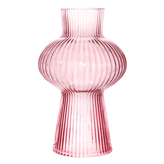 Sass and Belle Fluted Glass Vase Pink