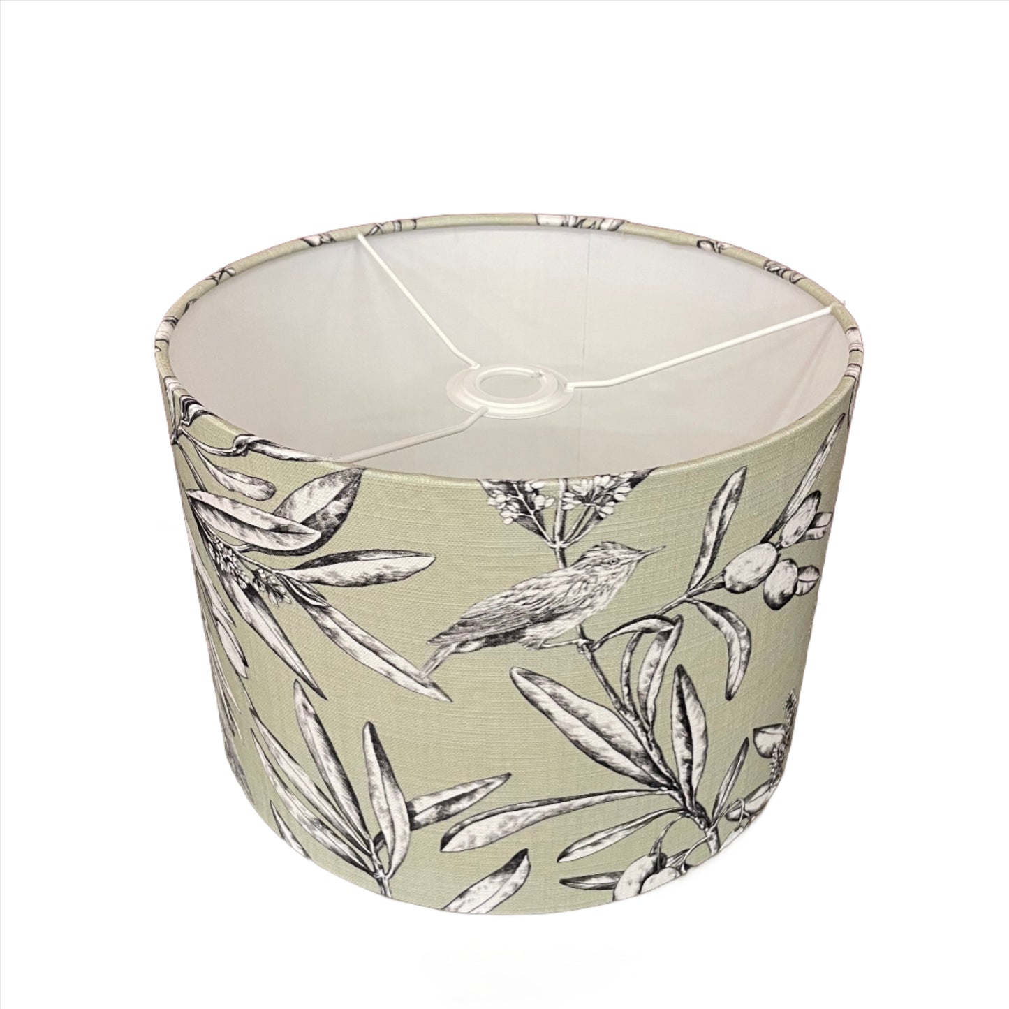 Raspberry Leaf Interiors Handmade Fabric Lampshade 30cm Drum Aviary Apple