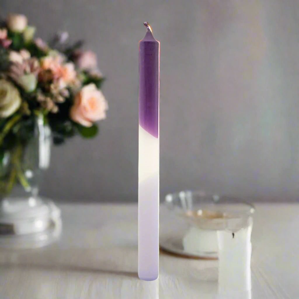 Two Tone Purple Dinner Candles set of 6