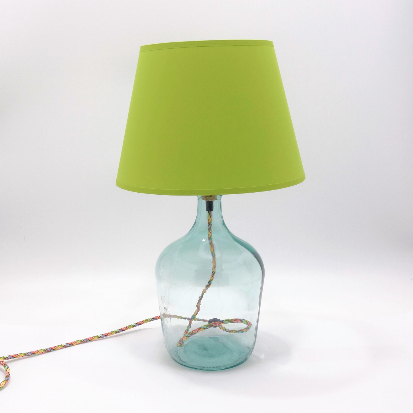 Recycled Glass Demijohn Lamp, clear 36cm