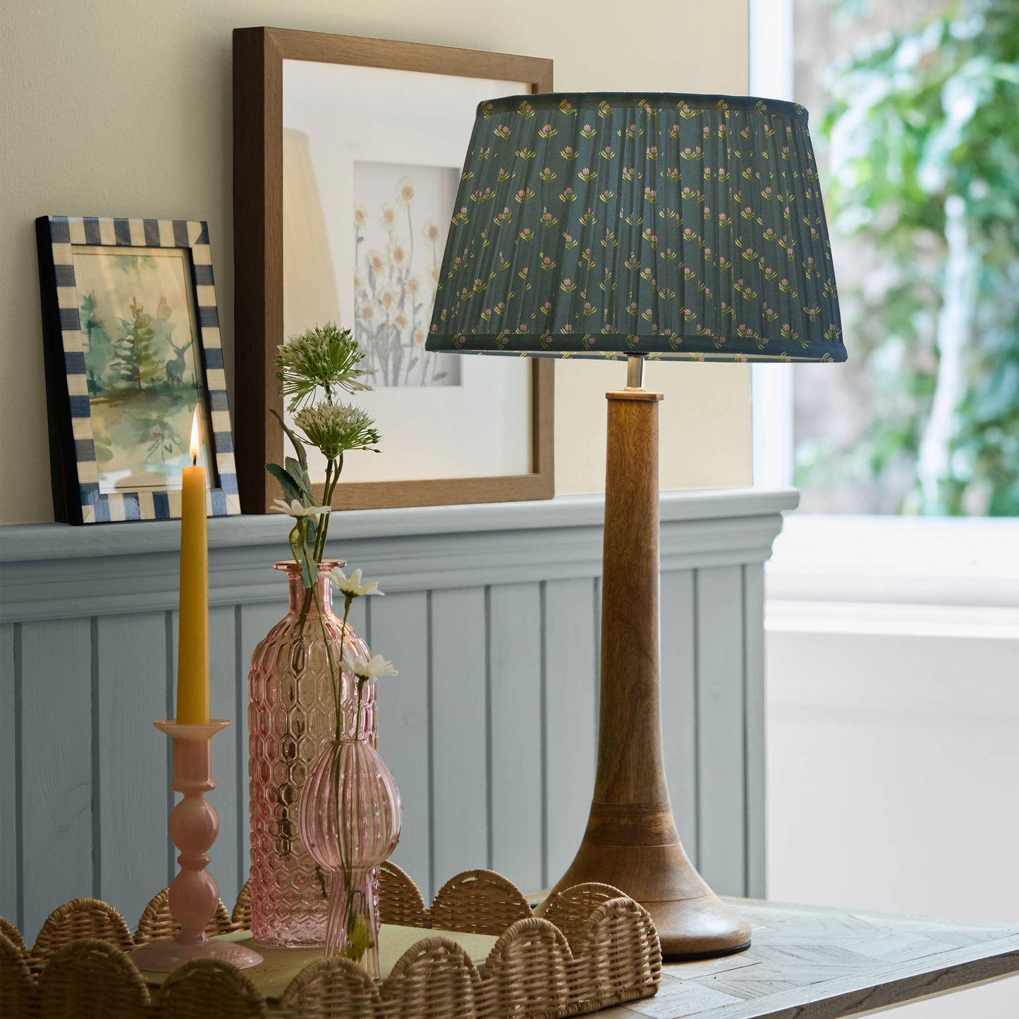 Voyage Maison Raja Pleated Tapered Lamp Shade Denim 30cm