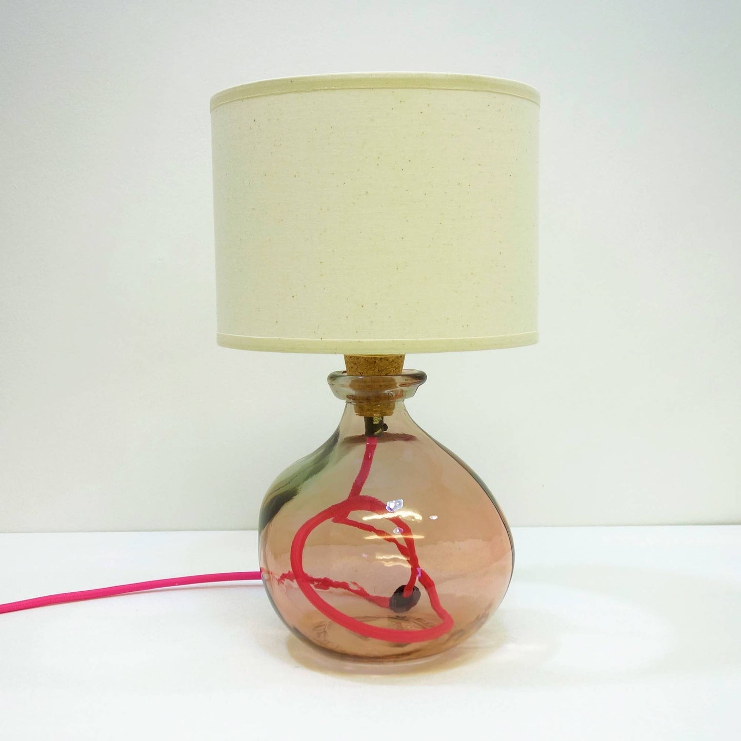Recycled Glass Lamp Pink 24cm