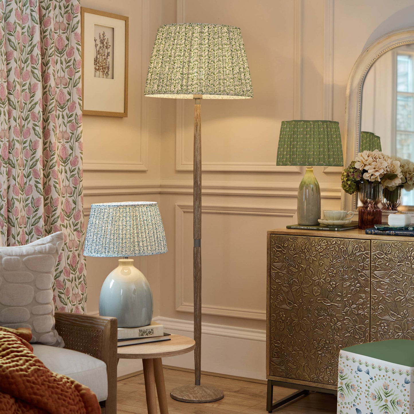 Voyage Maison Raja Pleated Scalloped Lamp Shade Sage 30cm