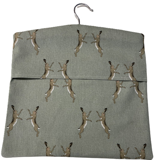 Raspberry Leaf Interiors Handmade Fabric Peg Bag Sophie Allport Boxing Hares