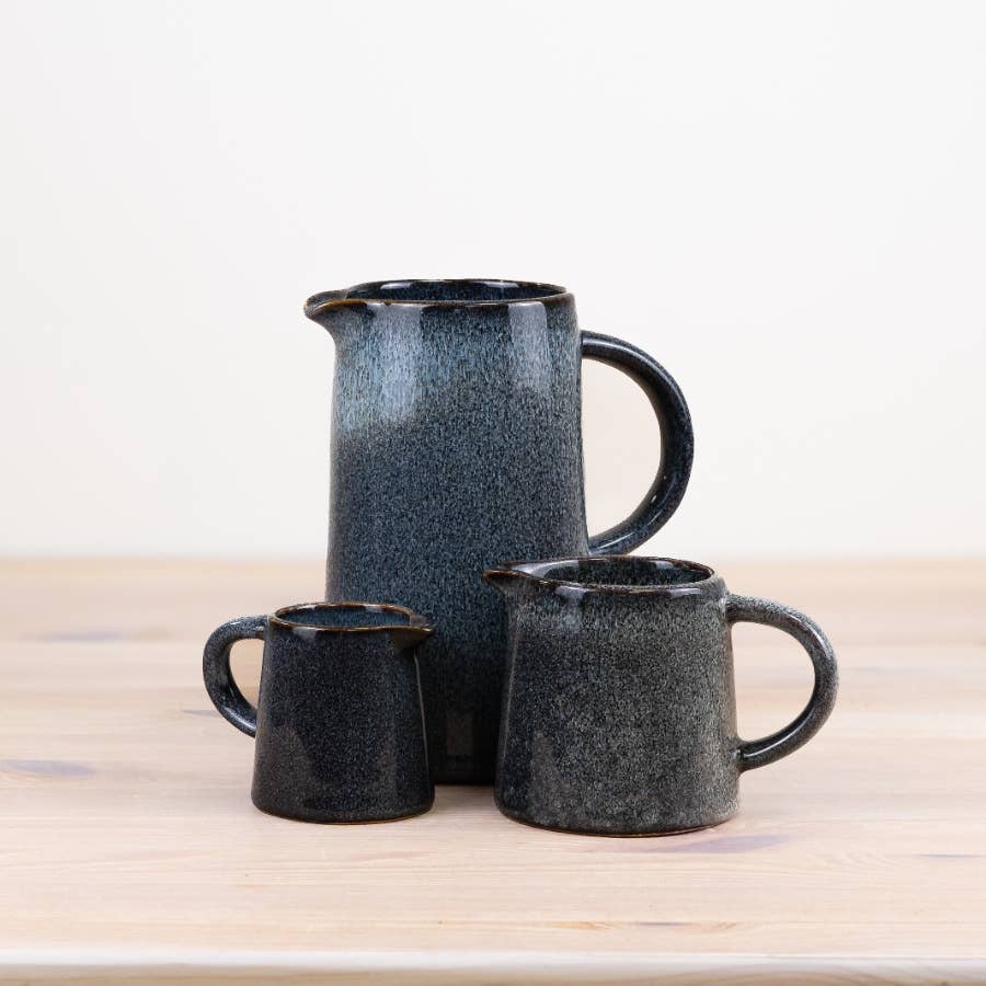 Two Tone Glazed Blue Jug, 19cm