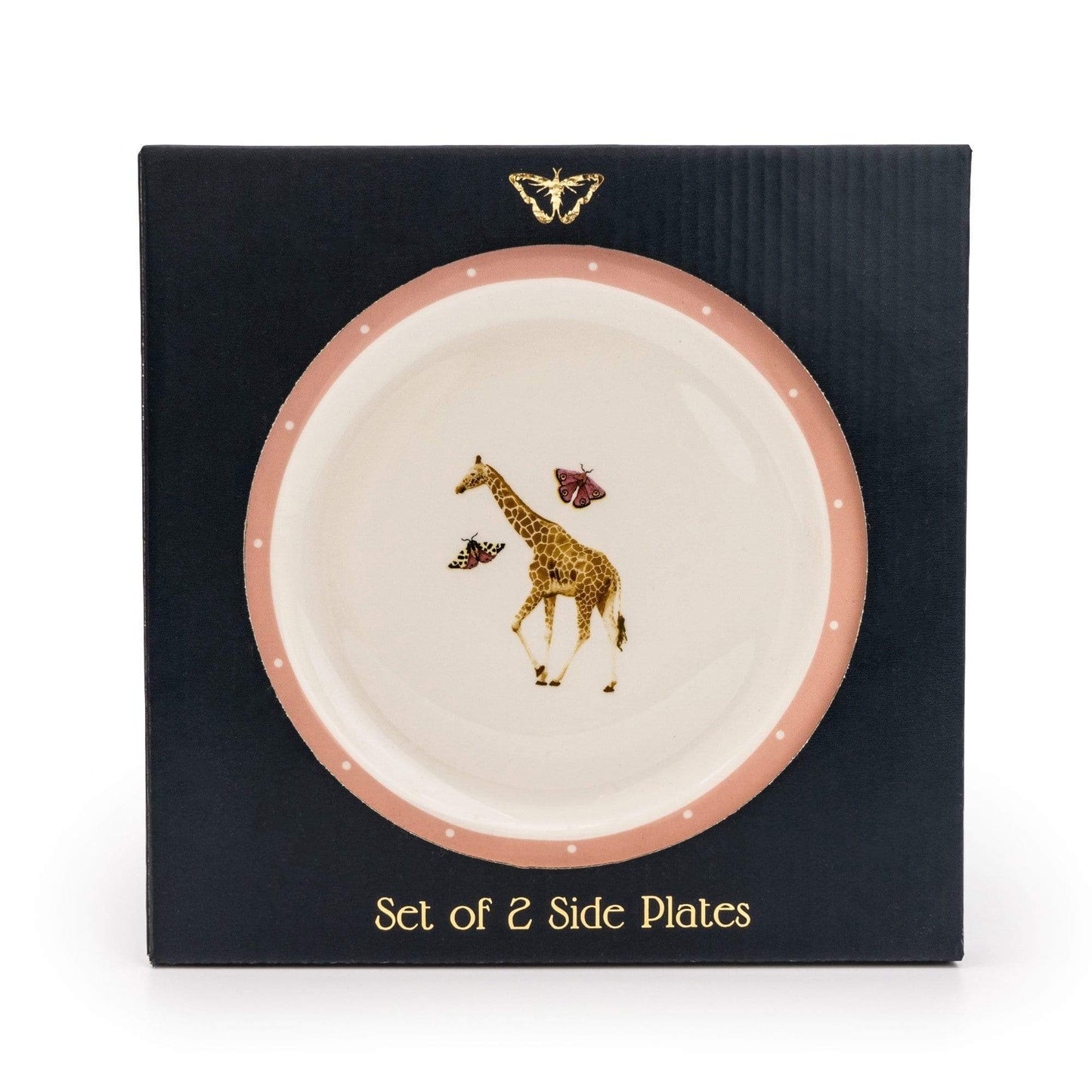 Giraffe Pink Side Plates with gift box, set of 2