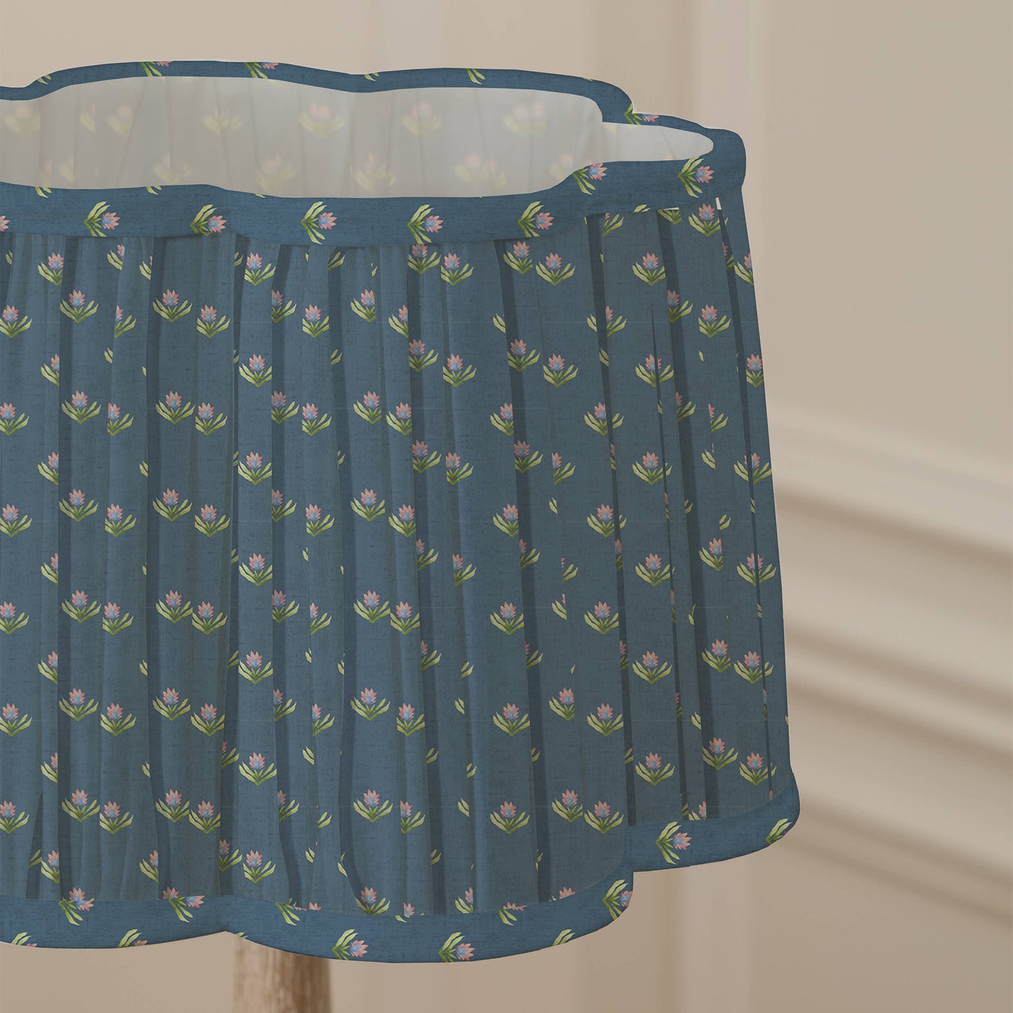 Voyage Maison Raja Pleated Scalloped Lamp Shade Denim 30cm