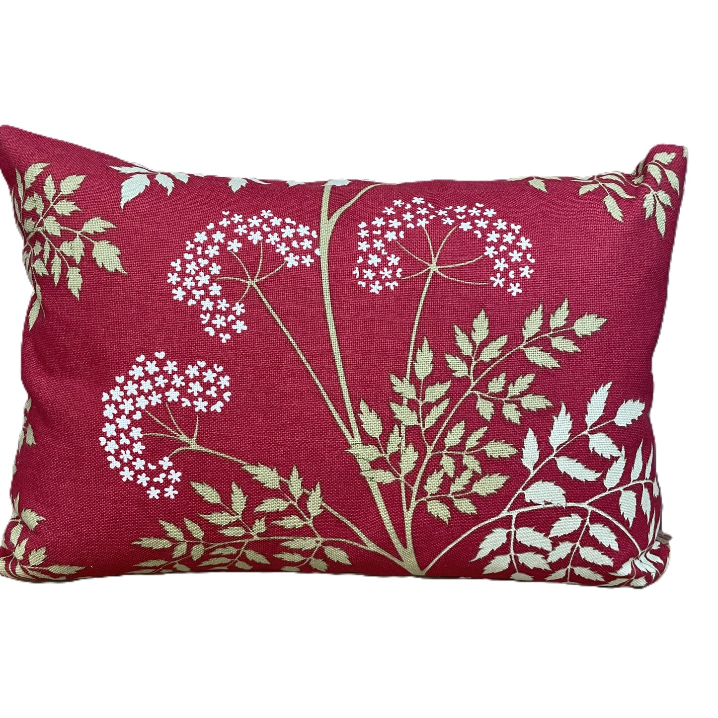 Raspberry Leaf Interiors 14" x 20" Cushion Sanderson Cow Parsley Fabric