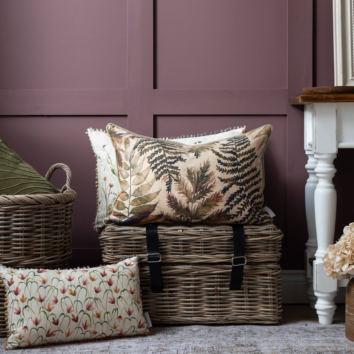 Voyage Maison Elowen Piped Cushion Mulberry 40 x 60cm, 16" x 24"