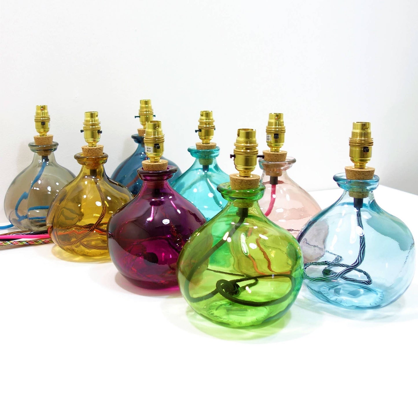 Recycled Glass Lamp Blue Denim Flex, 24cm