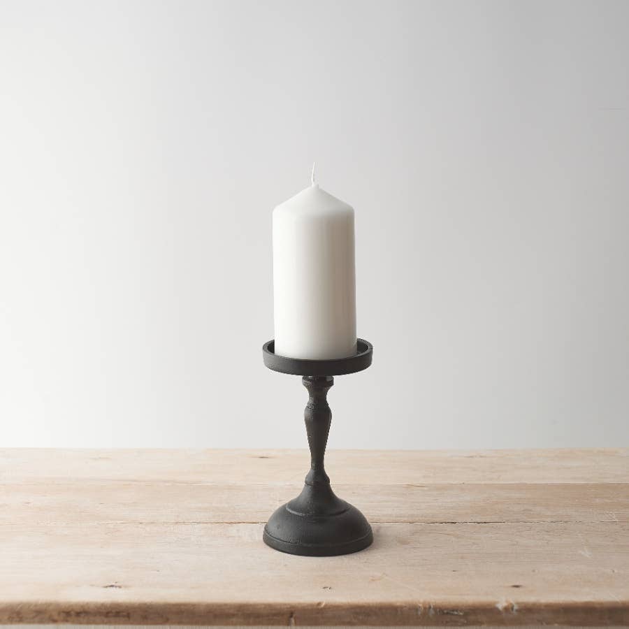 Gainsborough Black Pillar Candle Holder, 17cm