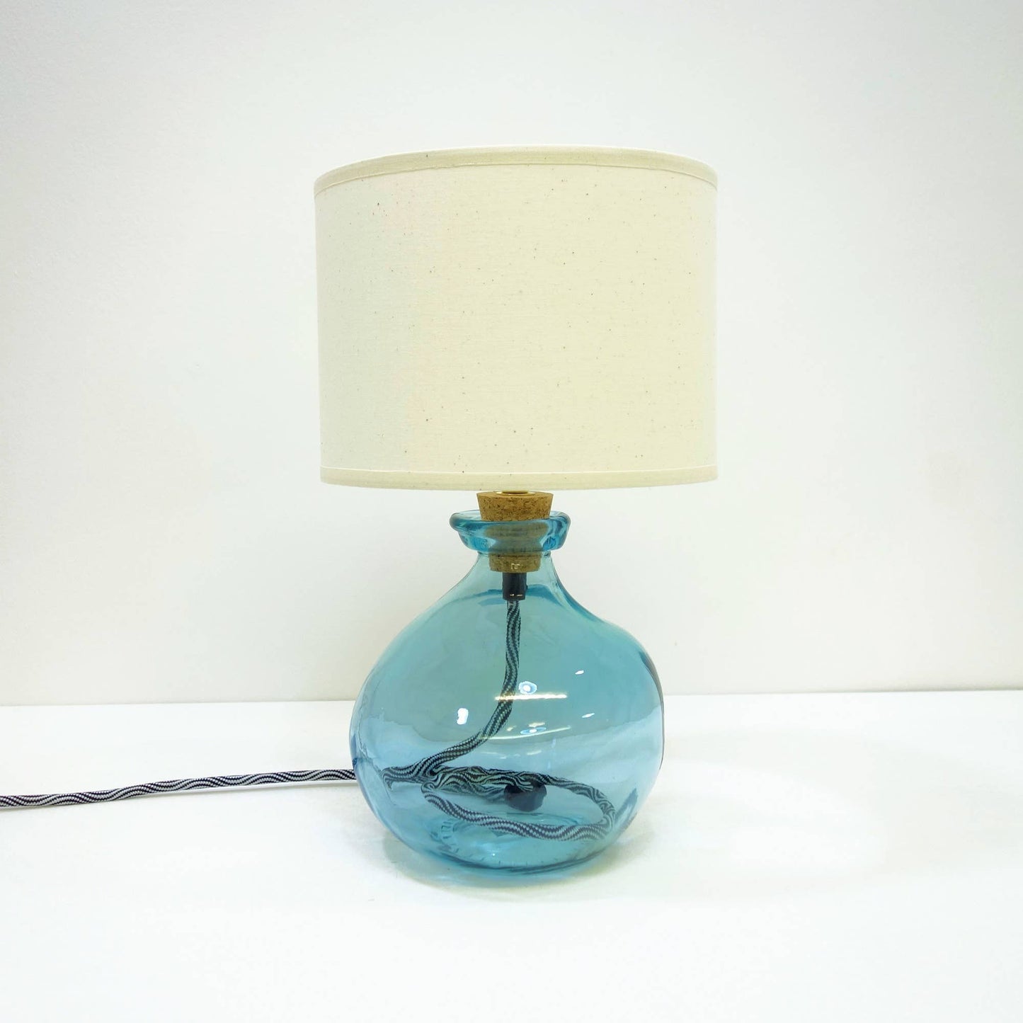 Recycled Glass Lamp Blue Denim Flex, 24cm